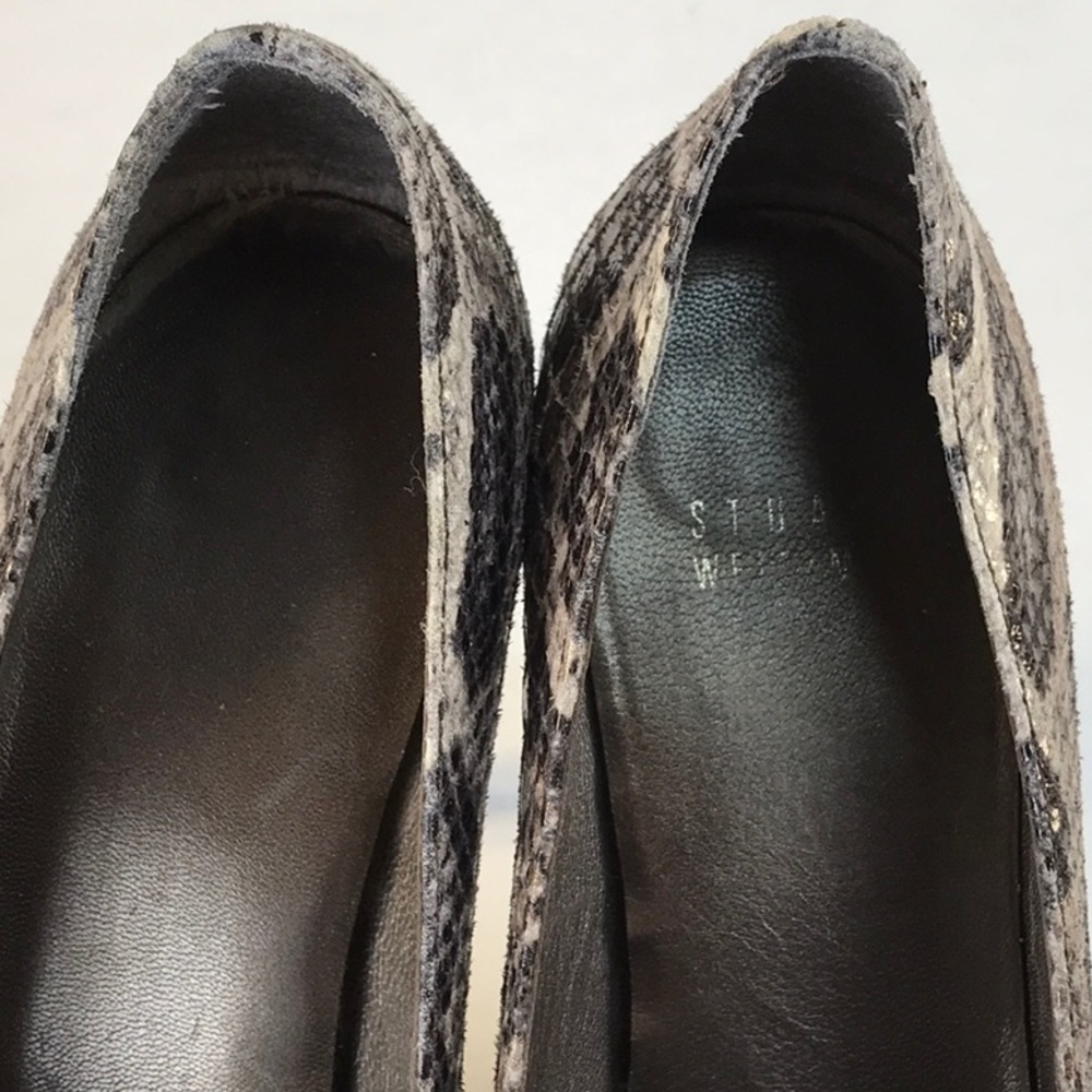 Stuart Weitzman Gray Black Python Embossed Dolly … - image 4